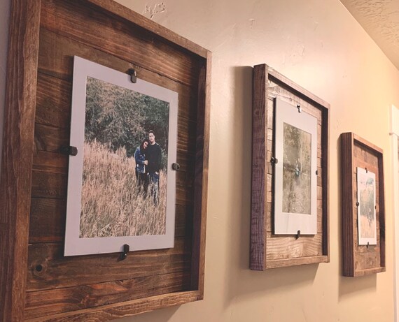 Reclaimed Wood Glass Picture Frame Mat And Glass Rustic Etsy