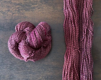 Hand dyed yarn - 100% Pima cotton yarn - DK SQUISHY weight in 'Plum Jam'
