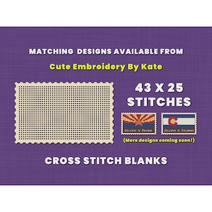 Cross stitch STAMP blanks | Matching USA stamp designs Cute Embroidery by Kate | Stitchable wooden base | Needlepoint counted cross stitch