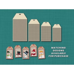 Cross stitch GIFT TAGS blanks bases | Stitchable wooden blank | Gift tags matching designs by Natsu from CrossStitchByCoconut