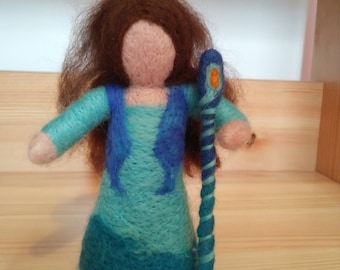 Water Fairy, needle felted doll, Waldorf inspired fairy, wool doll, wool fairy, needle felt fairy, felted figurine, feng shui water element
