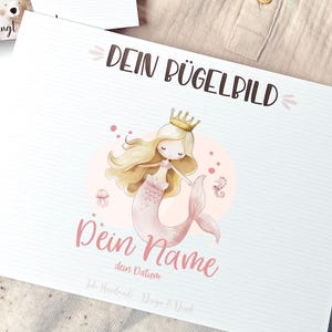 Strijkapplicatie met zeemeermin - Jaar / Verjaardag met naam - Boho-stijl - Gepersonaliseerd met jaar en naam - Strijkapplicatie