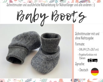 BABY BOOTS I Sewing pattern and instructions I Digital product I Made of boiled wool or fleece. Cuddly warm feet in winter!