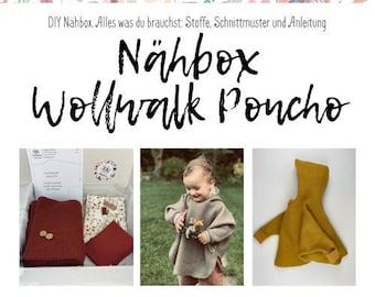 DIY sewing box poncho merino wool I Sewing pattern and instructions I Everything you need fabrics, sewing patterns and instructions