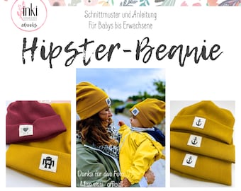 Hipster Beanie I Schnittmuster und Nähanleitung I Digitaler Artikel I Für alle Näheinsteiger geeignet