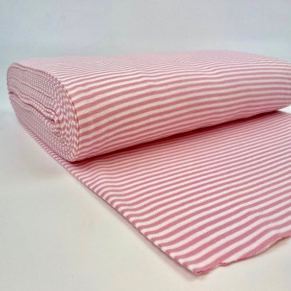 Premium Bündchen aus  Baumwolle und Elastan Streifen Rosa  - STANDARD 100 by OEKO-TEX®