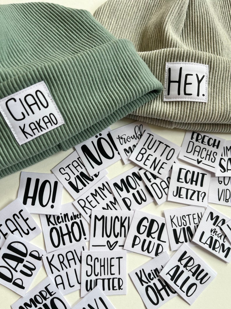 Hipster Label Schriftzüge Individualisiere deine Nähprojekte 100% Recyceltes Polyester Weiß Bild 2