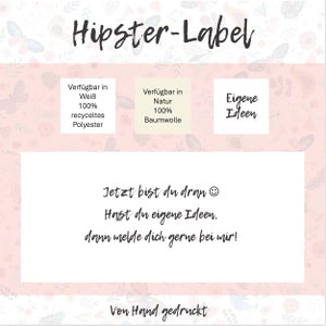 Hipster Label Schriftzüge Individualisiere deine Nähprojekte 100% Recyceltes Polyester Weiß Bild 6