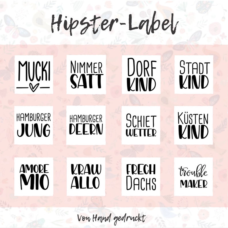 Hipster Label Schriftzüge Individualisiere deine Nähprojekte 100% Recyceltes Polyester Weiß Bild 5