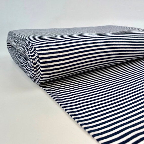 Premium Bündchen aus  Baumwolle und Elastan Streifen Navy - STANDARD 100 by OEKO-TEX®
