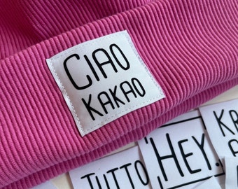 Hipster Label - Schriftzüge 100% Recyceltes Polyester Weiß - Aufnäher / Patch /  Label zum annähen / aufnähen - DIY - Individuelles Design