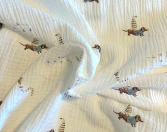 Premium Muslin - Goose & Dachshund - STANDARD 100 by OEKO-TEX® - 100% Cotton