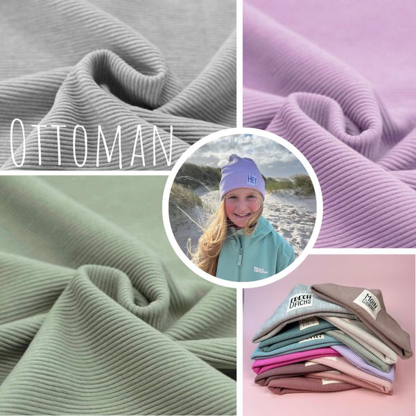 Ottoman fabric by the meter in spring colors | Stretchy ribbed fabric | Ideal for beanies, sweaters, dresses, and loops | Standard 100 by OEKO-TEX®