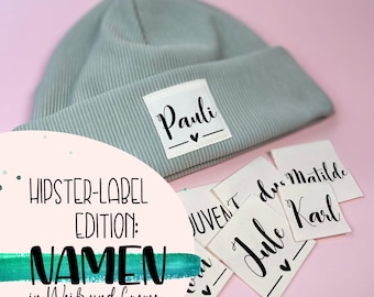 Etiqueta hipster - Nombre 100% algodón en color crema - Parche/Etiqueta para coser - Hazlo tú mismo - Diseño personalizado