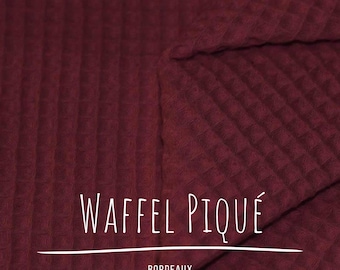 Waffle Piqué Bordeaux Fabric - 100% Cotton - Soft Textured Fabric for Baby, Sewing & Home | Sold by the Meter, STANDARD 100 by OEKO-TEX®