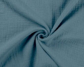 Mousseline de coton - double gaze - bleu jean, STANDARD 100 by OEKO-TEX®