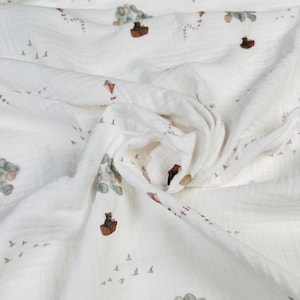 Teddy's Big Journey - Premium muslin with bear motif - STANDARD 100 by OEKO-TEX® - 100% cotton