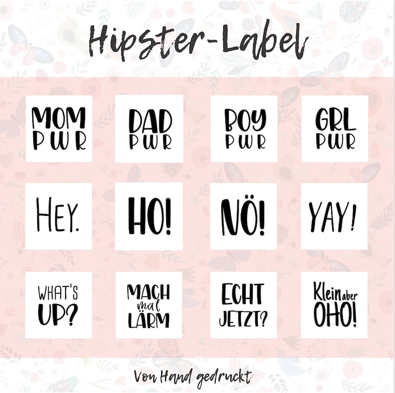 Hipster Label Schriftzüge Individualisiere deine Nähprojekte 100% Recyceltes Polyester Weiß Bild 5