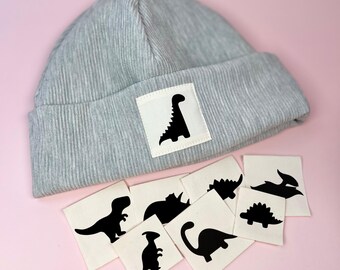 Hipster Label - DINOS - 100% Cotton in Cream - Sew-on Patch / Label - DIY - Custom Design