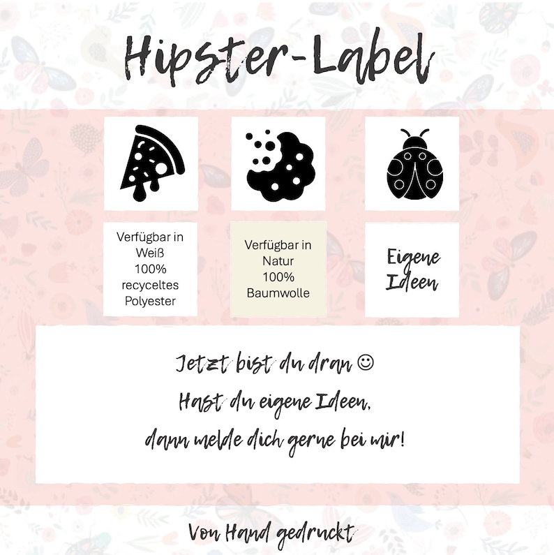 Hipster Label Symbole Individualisiere deine Nähprojekte 100% Recyceltes Polyester Weiß Bild 4