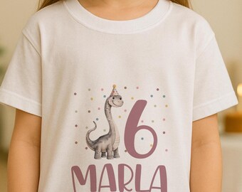 Dinosaur iron-on transfer for birthdays - T-shirt - Choose your color, date and name - Dinosaurs - Personalized for T-shirts, sweaters, hoodies