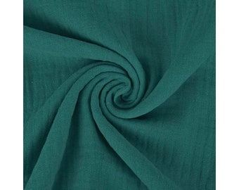 Mousseline de coton - double gaze - vert pétrole, STANDARD 100 par OEKO-TEX®