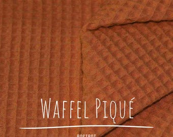 Waffle Piqué Rust Red - 100% Cotton Fabric - Soft Textured Fabric for Baby, Sewing & Home | Sold by the Meter, STANDARD 100 by OEKO-TEX®