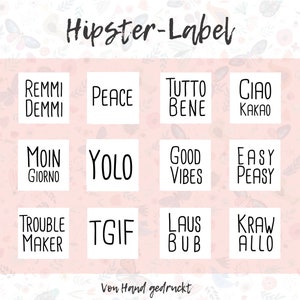 Hipster Label Schriftzüge Individualisiere deine Nähprojekte 100% Baumwolle in Natur Bild 3