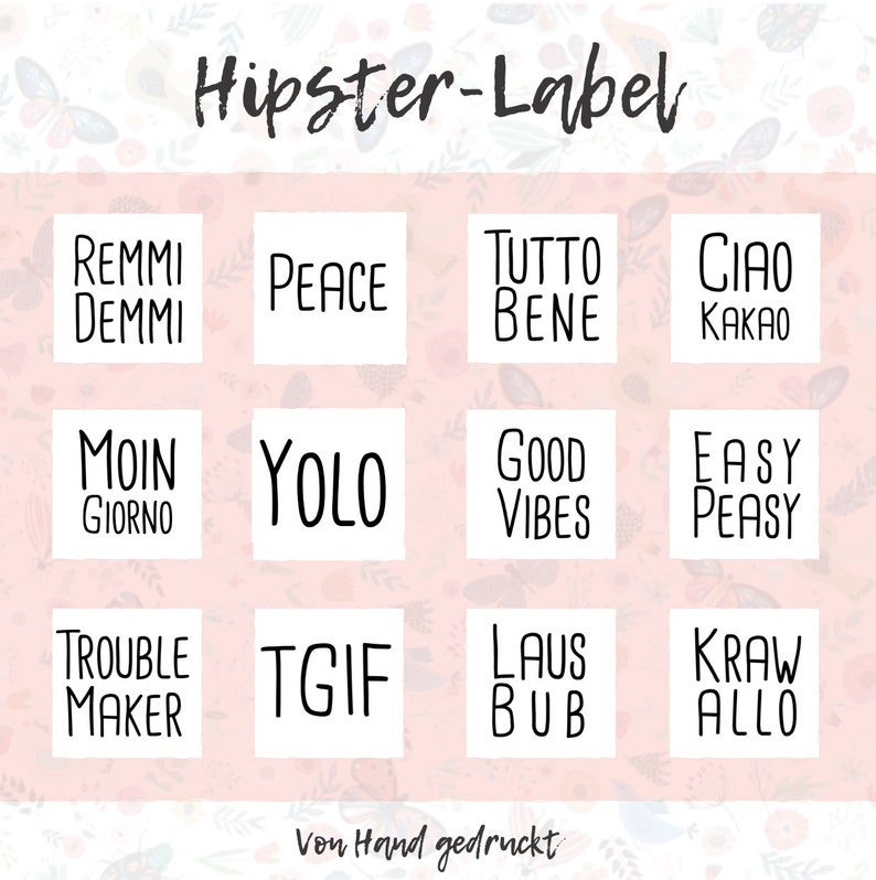 Hipster Label Schriftzüge Individualisiere deine Nähprojekte 100% Baumwolle in Natur Bild 3