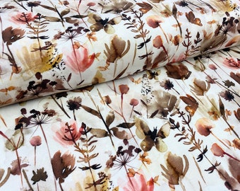 Letztes Stück - Wild flowers  - Hochwertiger Jersey aus Baumwolle und Elastan - von Family Fabrics STANDARD 100 by OEKO-TEX®