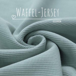 Tecido de malha waffle verde-mar – Malha waffle elástica para roupas e roupas de bebê | Tecido macio e texturizado para costura | Vendido por metro
