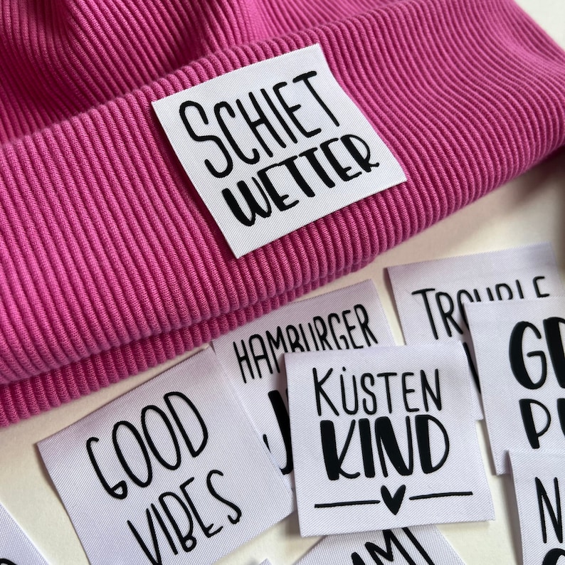 Hipster Label Schriftzüge Individualisiere deine Nähprojekte 100% Recyceltes Polyester Weiß Bild 2