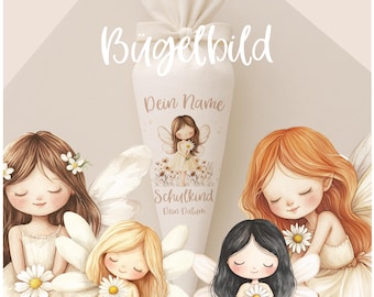 Iron-on transfer for school cones - Fairy Magic - Date and Name - Boho Style - Personalized for school cones and sibling cones