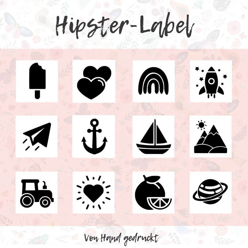 Hipster Label Symbole Individualisiere deine Nähprojekte 100% Recyceltes Polyester Weiß Bild 3
