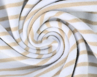 Last Meters - High-quality striped jersey made of cotton and elastane - Beige - STANDARD 100 by OEKO-TEX®