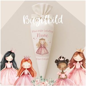 Transfert thermocollant pour cornets scolaires Princesse - Date et Nom - Style Boho - Personnalisé pour cornets scolaires et cornets frères et sœurs