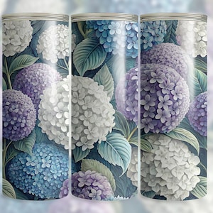 Hydrangea Tumbler Wrap, 20oz Skinny Tumbler PNG, Floral Sublimation Design, Flower Tumbler Wrap, Digital Download