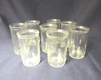 Set of 8 Vintage Jelly Jar Juice Glasses with a diamond pattern