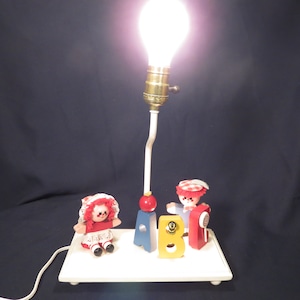 Nursery Table Lamp Raggedy Ann and Andy A Apple B Bee C Candy Cane Night Light