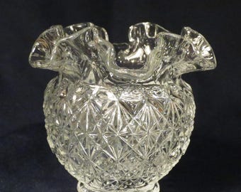Fenton fine cut and block clear vase