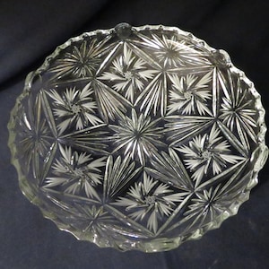 Large Pressed and Etched Glass Bowl