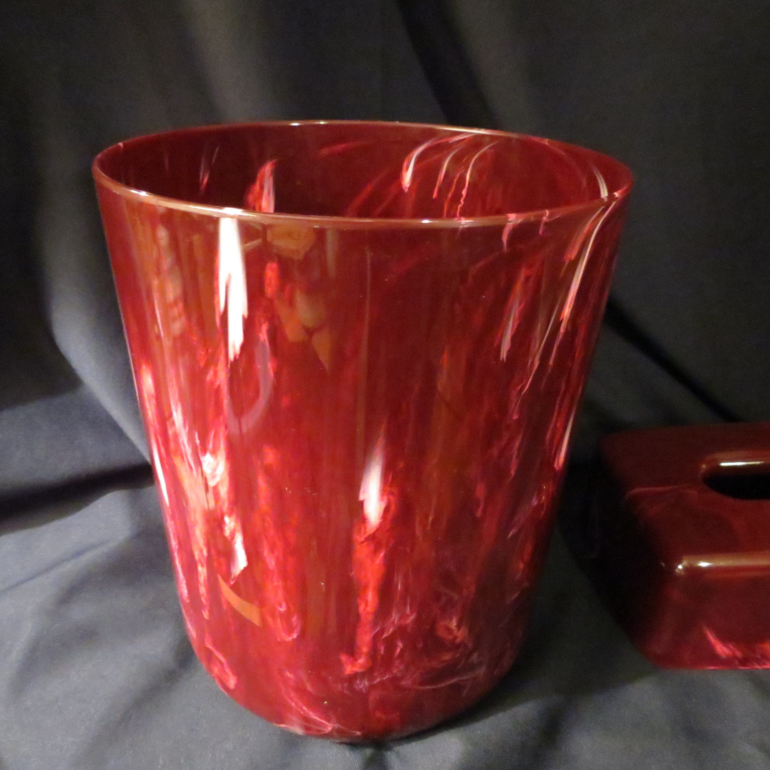 Purple Plastic Waste Basket and Matching Tissue Box With Marbleized Design Etsy