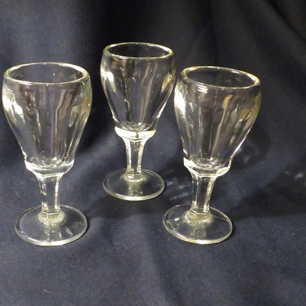 Set of three small stemmed glasses they are possibly made by Heisey Glass