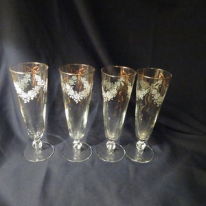 Set of four Rose Classic by Libby Glass pilsner glasses