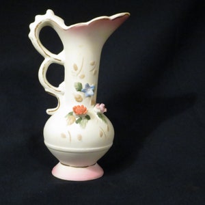 Vintage Keramik Blumendesign Vase Krug mit applizierten Blumen geprägt