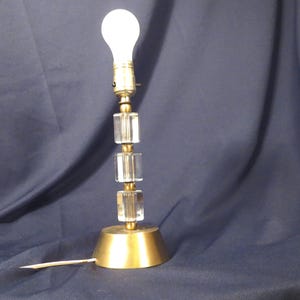 Vintage Glass and Gold Finish Metal Boudoir or Nightstand Lamp