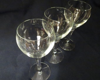 Set of three crystal wine glasses