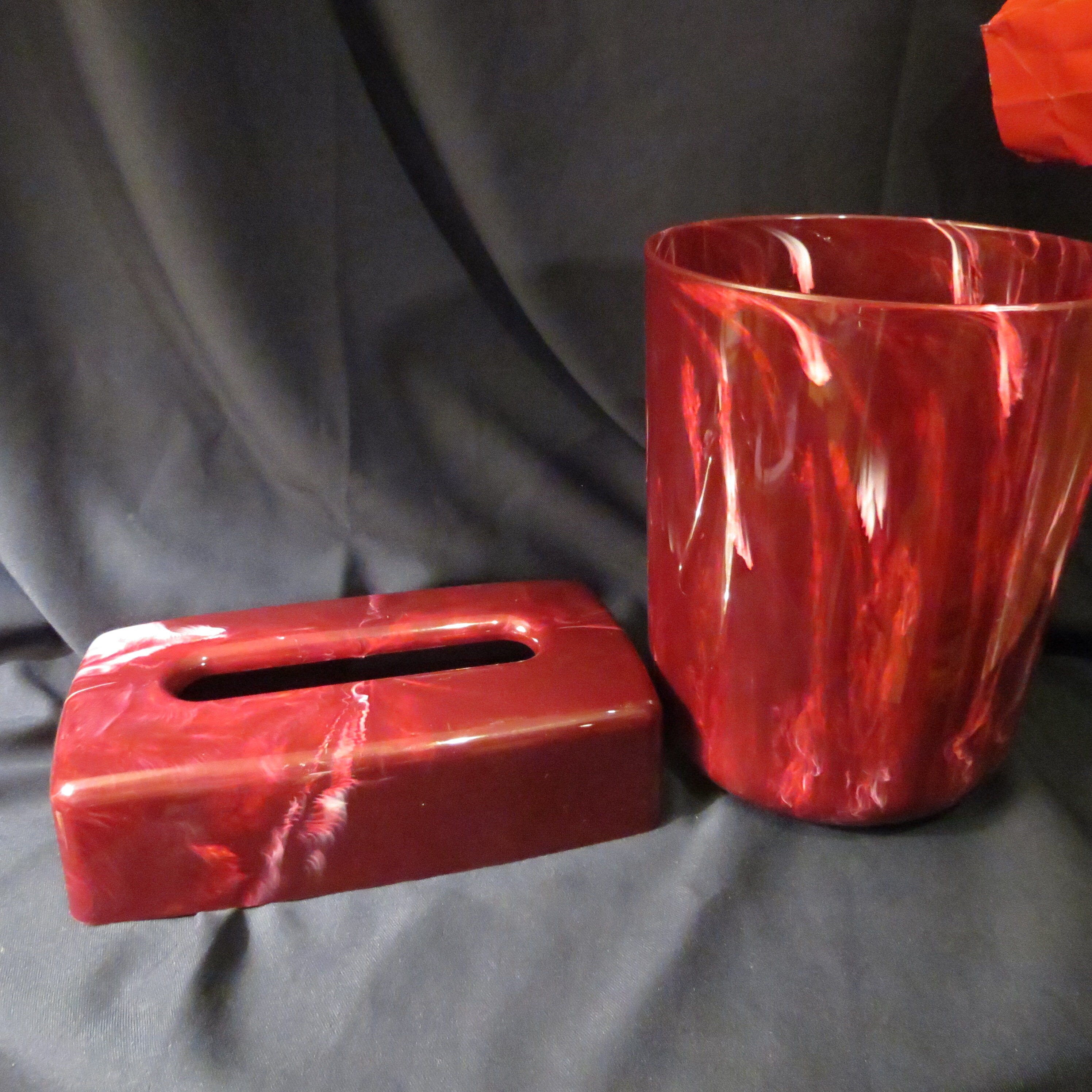 Purple Plastic Waste Basket and Matching Tissue Box With Marbleized Design Etsy