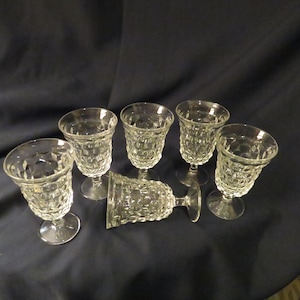 Set of six Fostoria American clear stemmed glasses or goblets