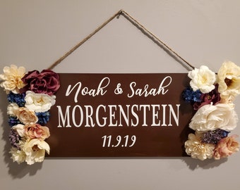 Custom Wooden Floral Wedding or Anniversary Sign